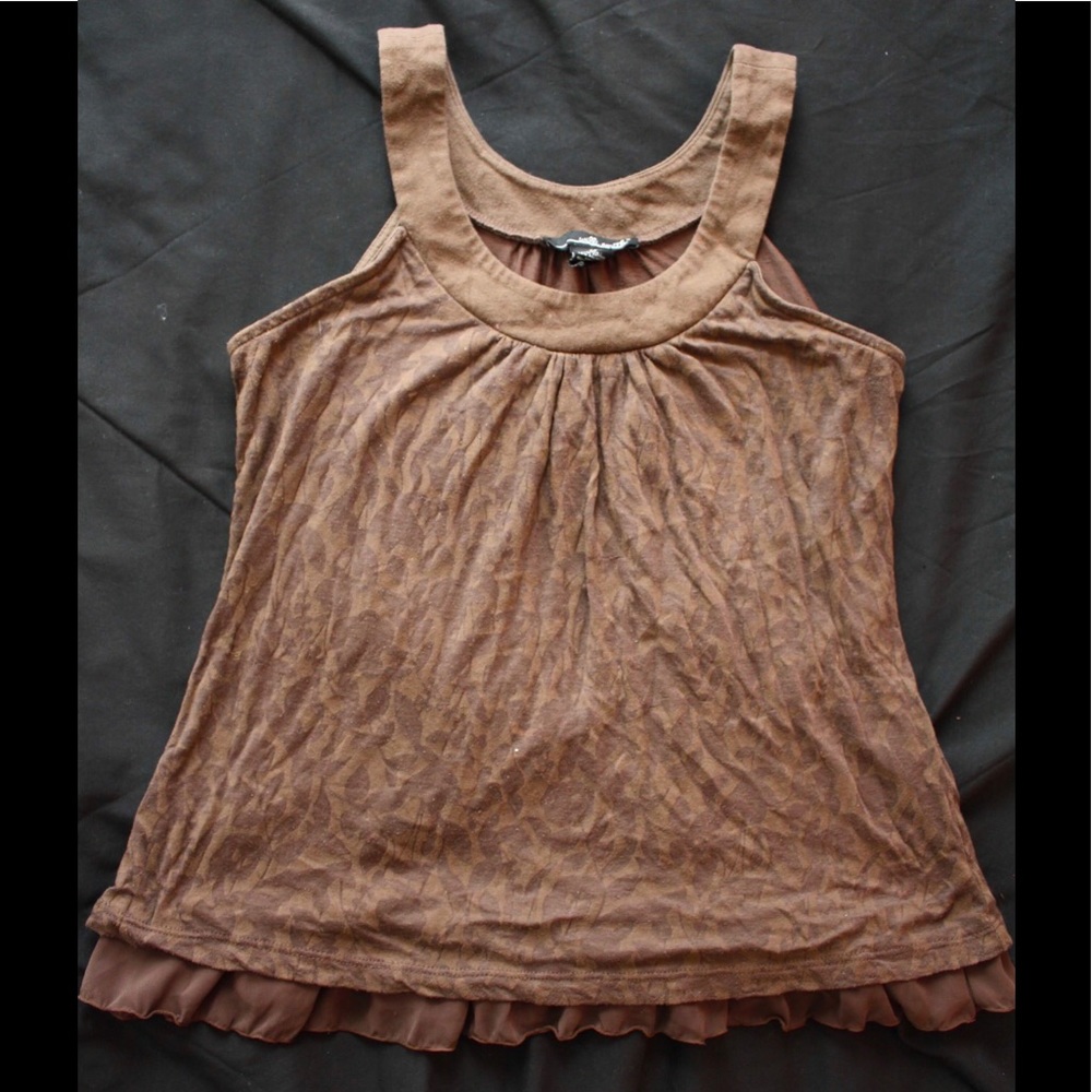 • Willi Smith • Brown Leaf Blouse